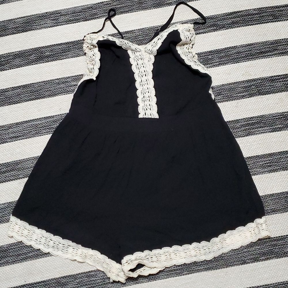 Shinestar Crochet Lace Trim Romper - Picture 1 of 4